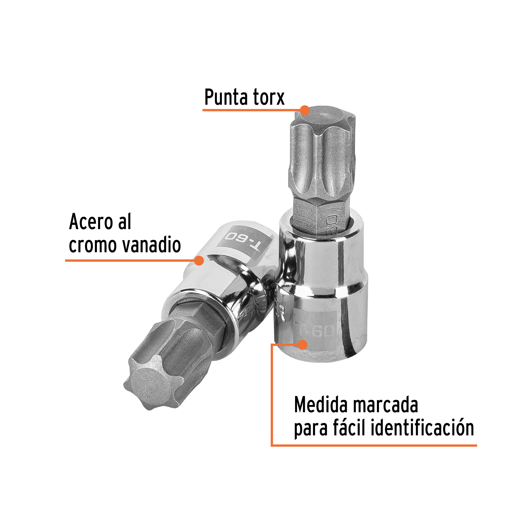Dado punta torx T-60, cuadro 3/8', TRUPER - Imagen 2