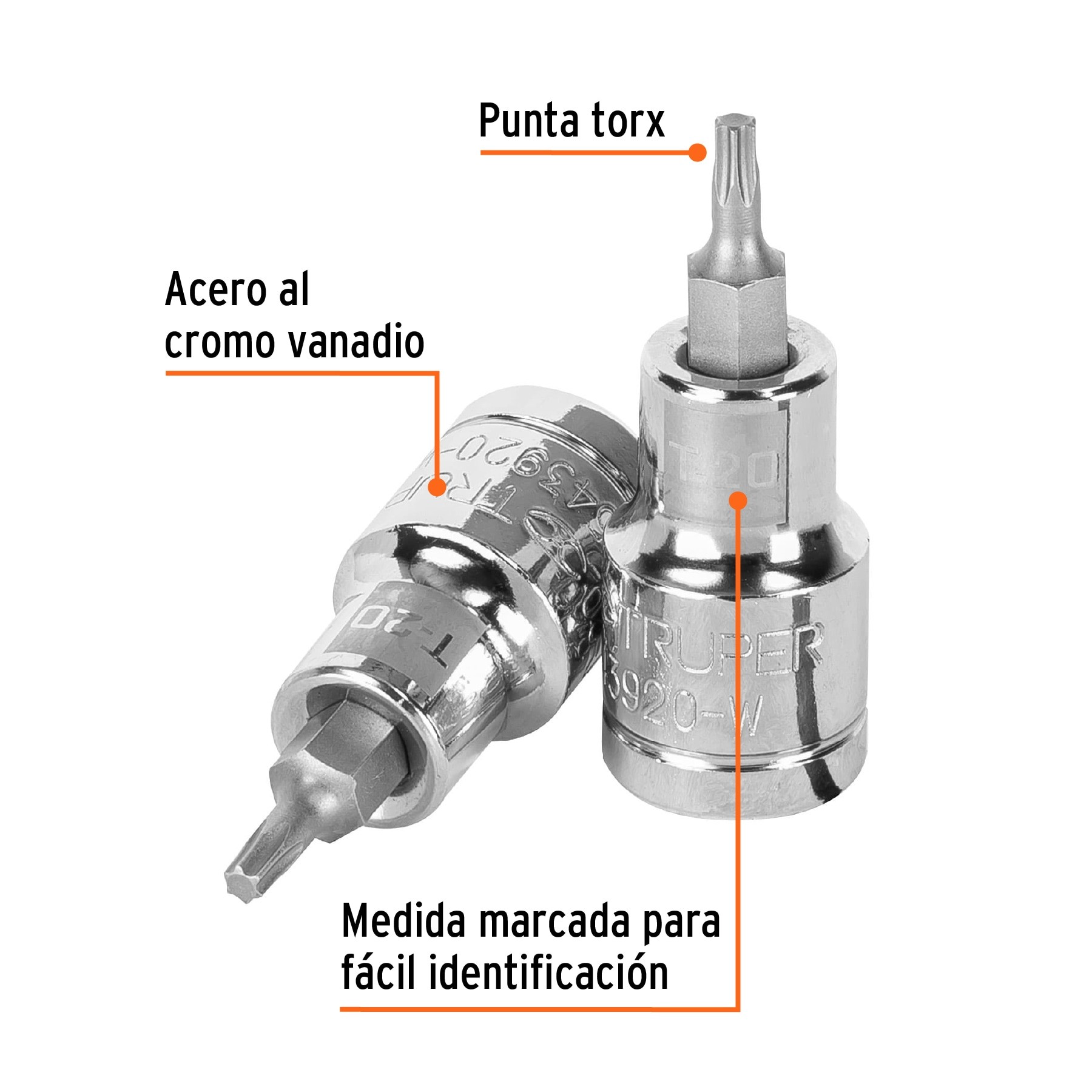 Dado punta torx T-20, cuadro 1/2', TRUPER - Imagen 2