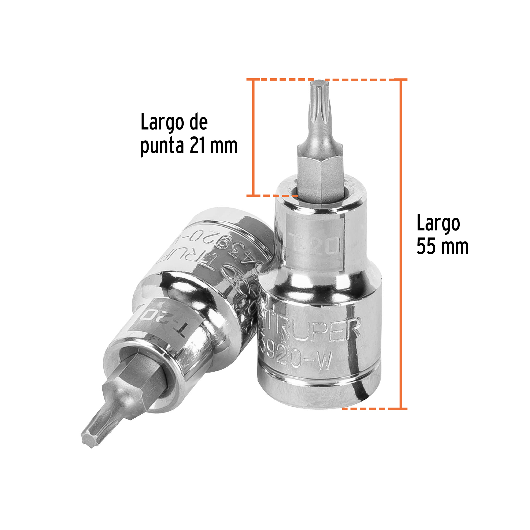 Dado punta torx T-20, cuadro 1/2', TRUPER - Imagen 3