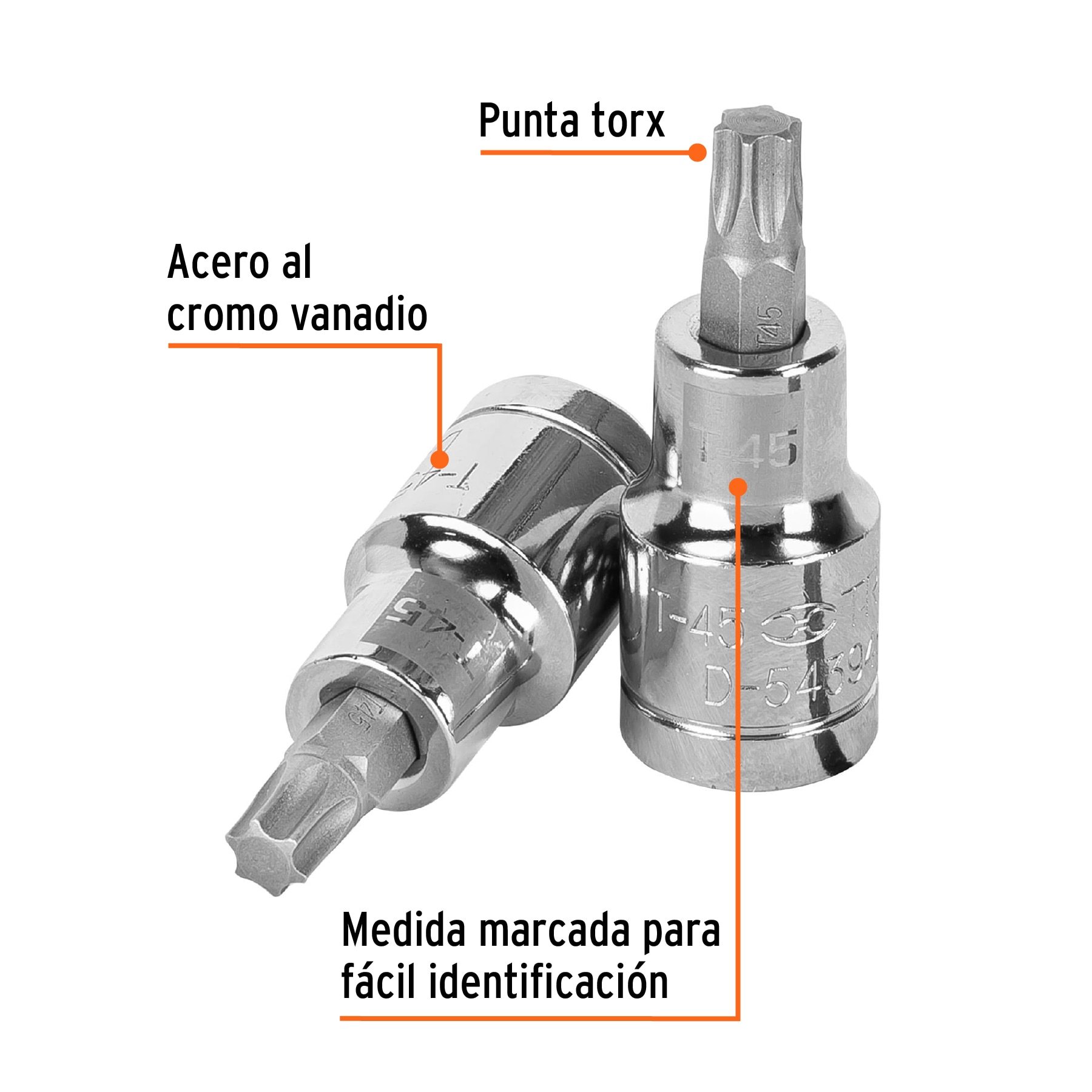 Dado punta torx T-45, cuadro 1/2', TRUPER - Imagen 2