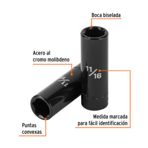 Alternative view of Dado largo impacto de 11/16', 6 puntas, cuadro 1/2', TRUPER