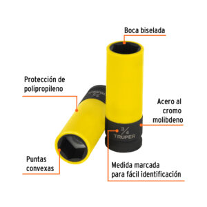 Alternative view of Dado largo impacto prot. plást. 3/4', 6 puntas, cuadro 1/2'