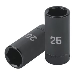 Dado largo impacto de 25 mm, 6 puntas, cuadro 1/2', TRUPER