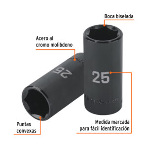 Alternative view of Dado largo impacto de 25 mm, 6 puntas, cuadro 1/2', TRUPER