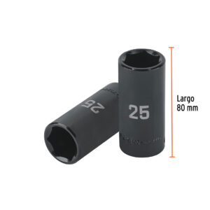 Dado largo impacto de 25 mm, 6 puntas, cuadro 1/2', TRUPER - Imagen 3