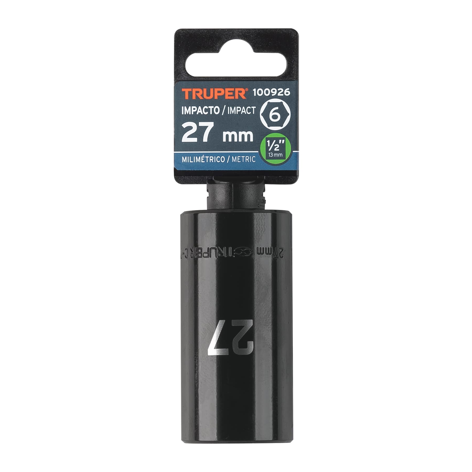 Dado largo impacto de 27 mm, 6 puntas, cuadro 1/2', TRUPER - Imagen 4