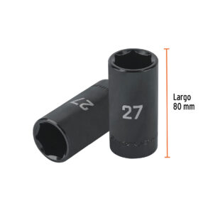 Dado largo impacto de 27 mm, 6 puntas, cuadro 1/2', TRUPER - Imagen 3