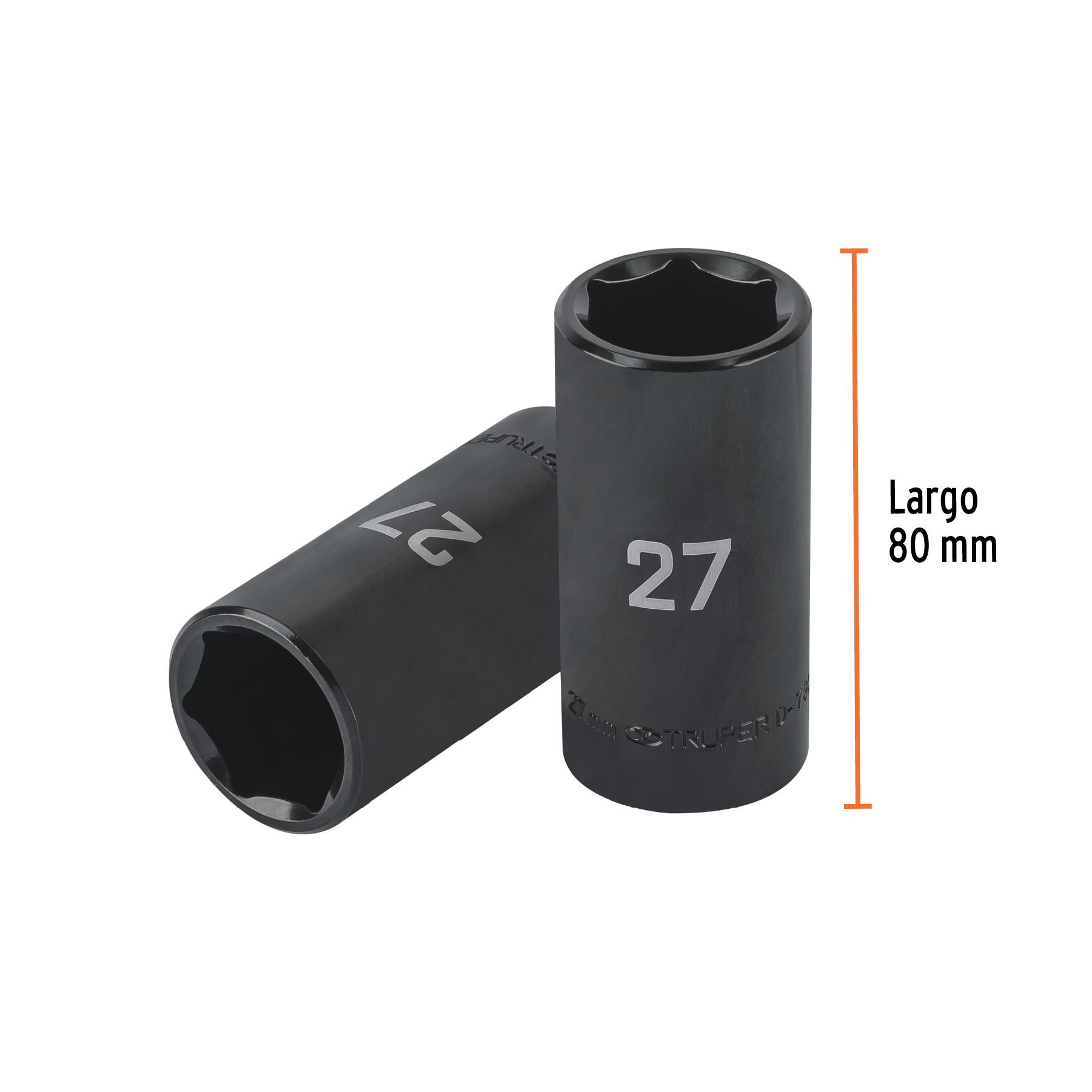 Dado largo impacto de 27 mm, 6 puntas, cuadro 1/2', TRUPER - Imagen 3
