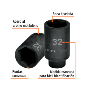 Alternative view of Dado largo impacto de 32 mm, 6 puntas, cuadro 1/2', TRUPER