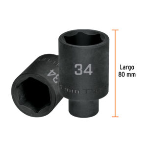 Dado largo impacto de 34 mm, 6 puntas, cuadro 1/2', TRUPER - Imagen 3