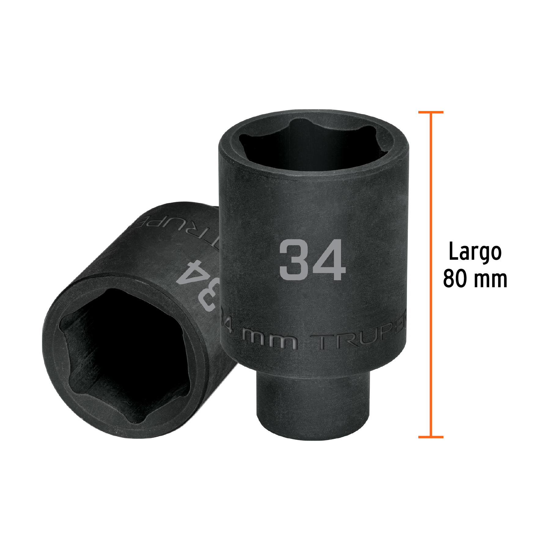 Dado largo impacto de 34 mm, 6 puntas, cuadro 1/2', TRUPER - Imagen 3
