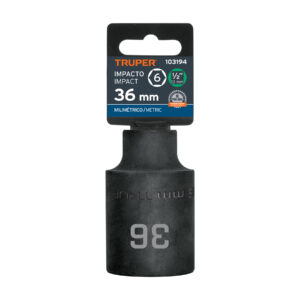 Dado largo impacto de 36 mm, 6 puntas, cuadro 1/2', TRUPER - Imagen 4