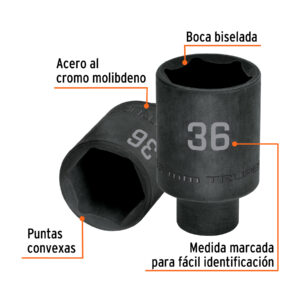 Alternative view of Dado largo impacto de 36 mm, 6 puntas, cuadro 1/2', TRUPER