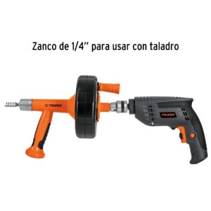 Destapacaños de 7.6 m para taladro, con mango, TRUPER - Imagen 4