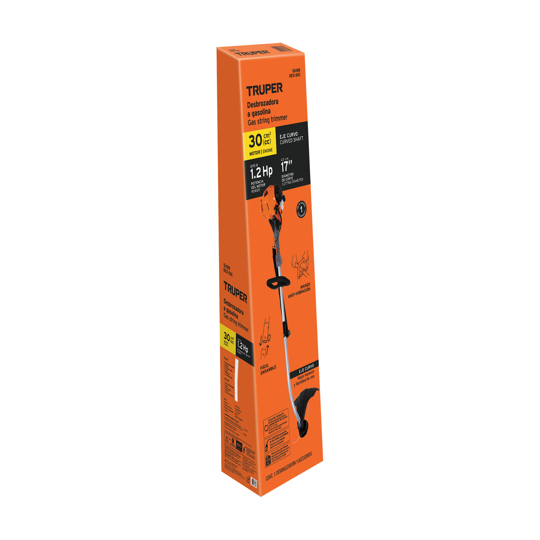 Desbrozadora a gasolina 30cc mango tipo 'D', 17'corte, curva - Imagen 7