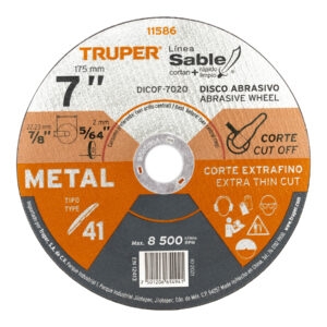 Disco abrasivo de corte preciso metal 7' x 2 mm, TRUPER