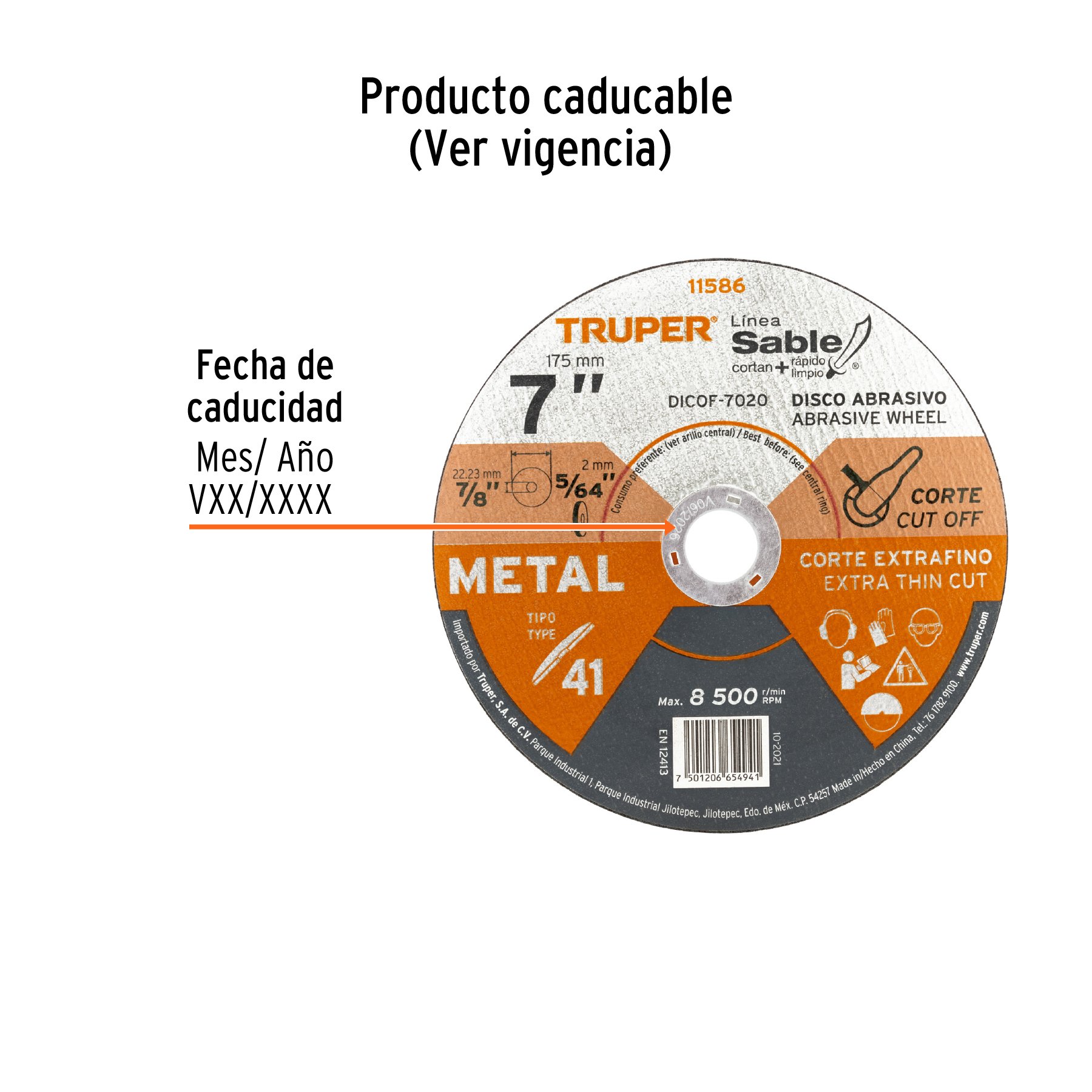 Disco abrasivo de corte preciso metal 7' x 2 mm, TRUPER - Imagen 3