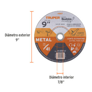 Alternative view of Disco abrasivo de corte preciso metal 9' x 2 mm, TRUPER