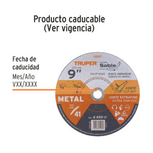 Disco abrasivo de corte preciso metal 9' x 2 mm, TRUPER - Imagen 3