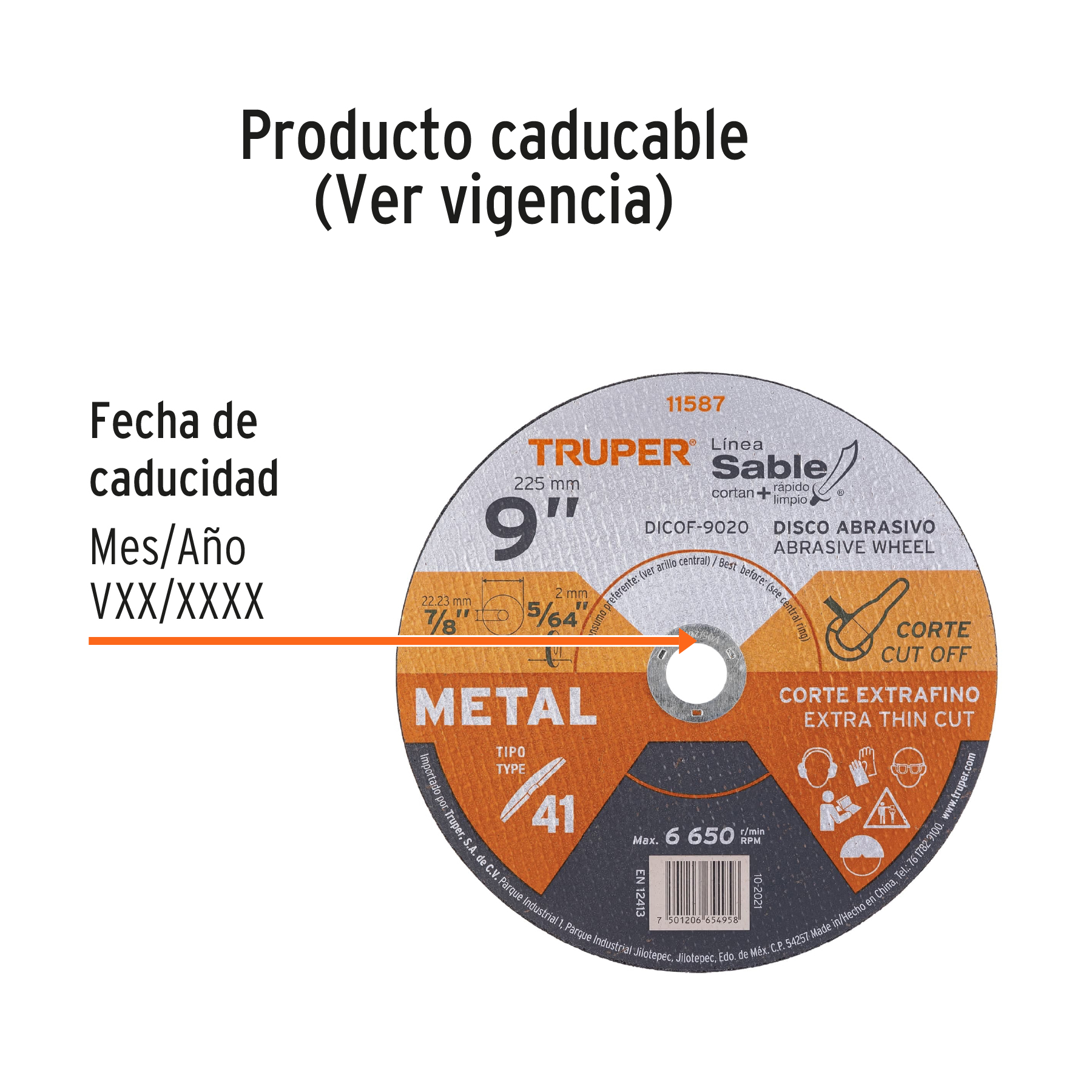 Disco abrasivo de corte preciso metal 9' x 2 mm, TRUPER - Imagen 3