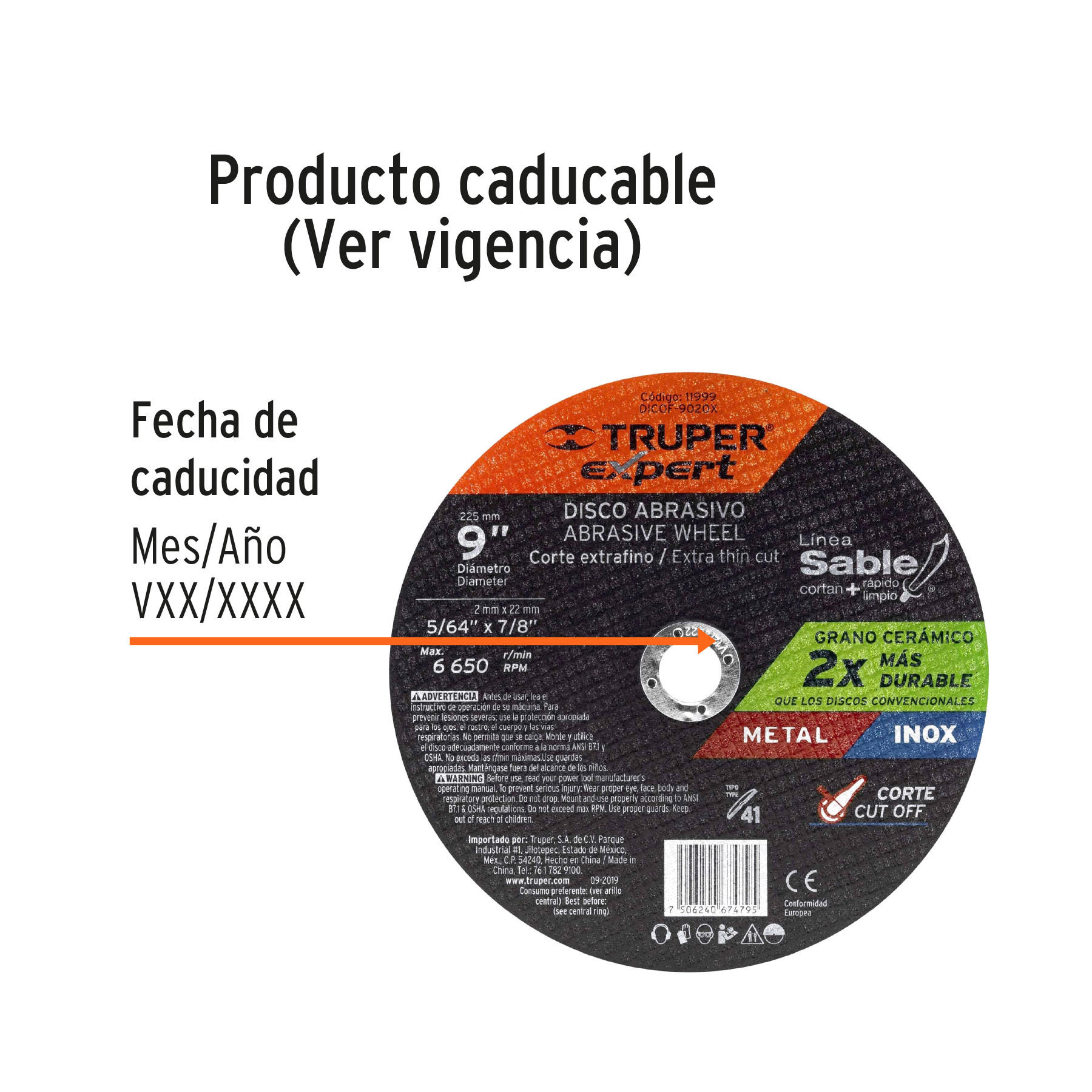 Disco abrasivo de corte preciso metal 9' x 2 mm, EXPERT - Imagen 3