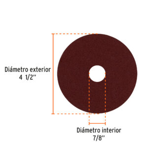 Alternative view of Disco lija 4-1/2' con respaldo de fibra, grano 120, TRUPER
