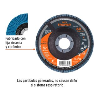 Alternative view of Disco laminado 4-1/2', grano 60 centro 7/8', fibra, TRUPER