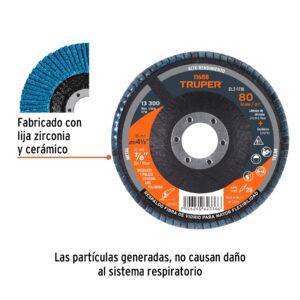 Alternative view of Disco laminado 4-1/2', grano 80 centro 7/8', fibra, TRUPER