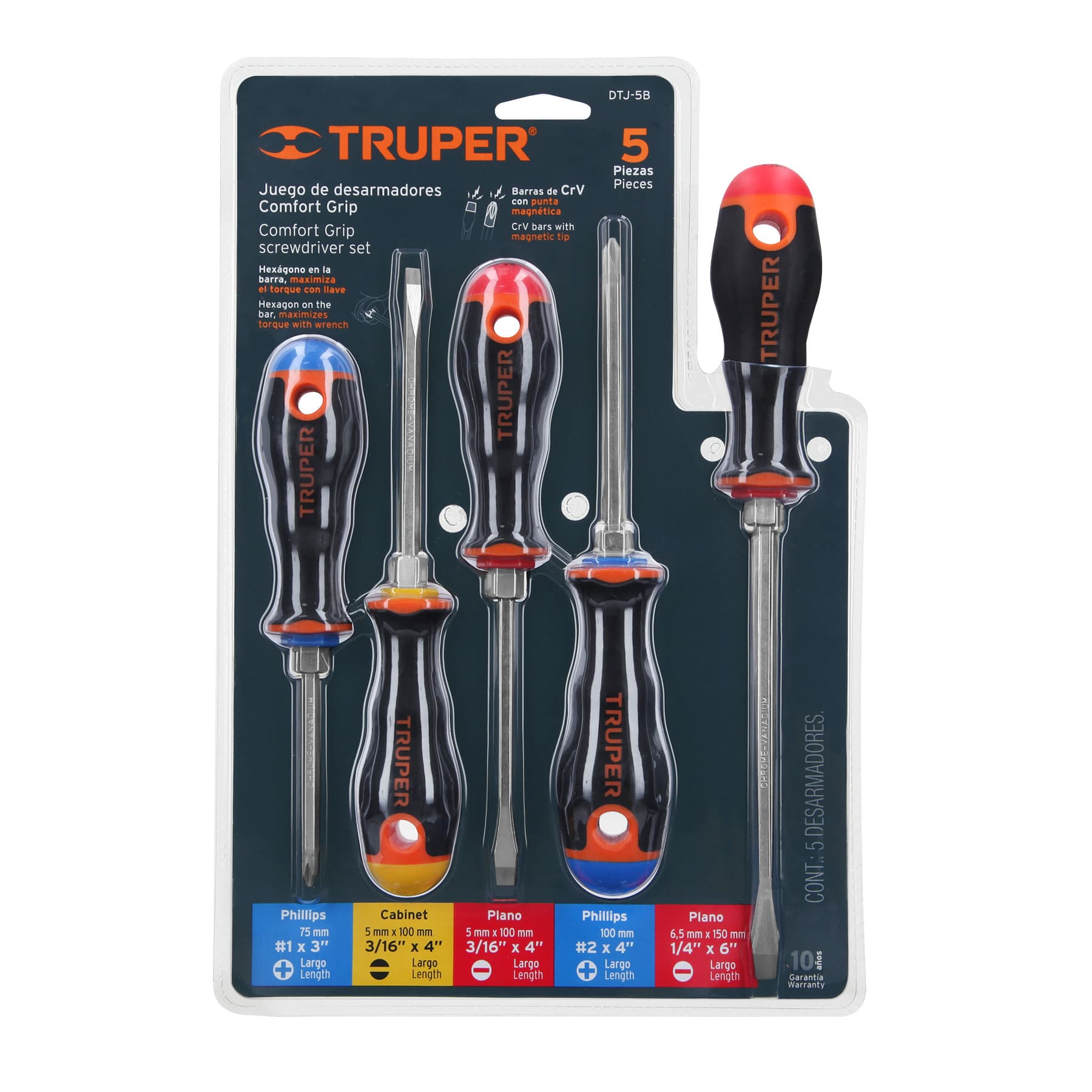Juego de 5 desarmadores mango Comfort Grip, TRUPER - Imagen 3