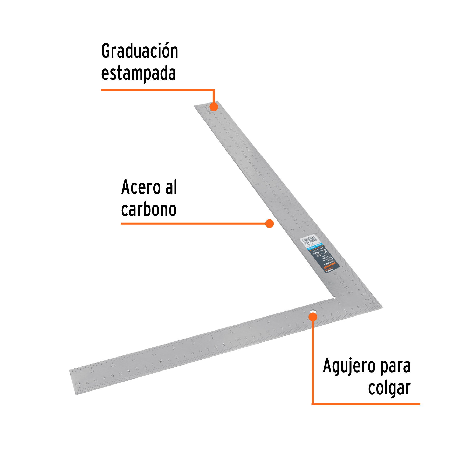 Escuadra 16'x24' de acero para cantero, TRUPER - Imagen 2