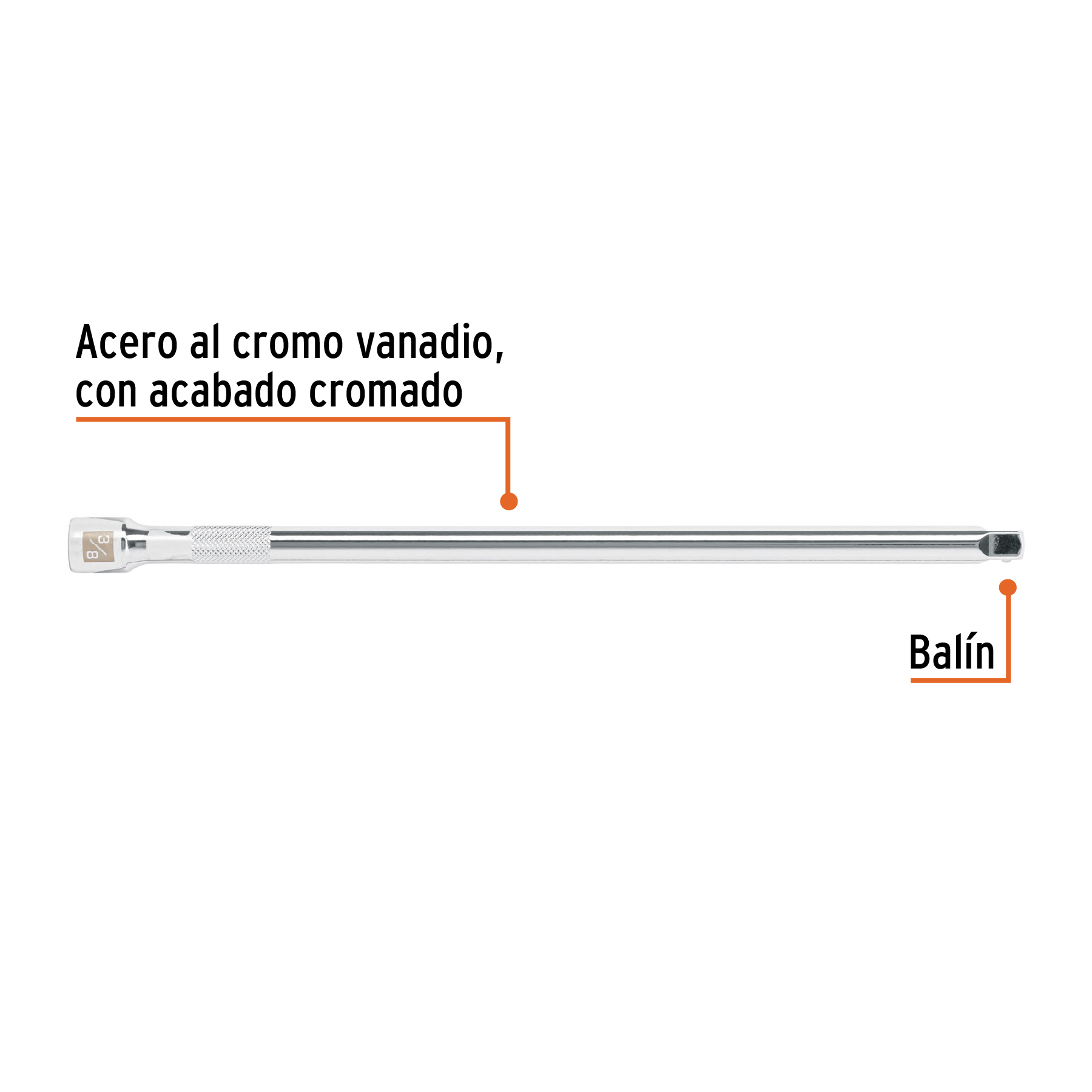 Extensión para matraca, cuadro 3/8', largo 12', TRUPER - Imagen 2
