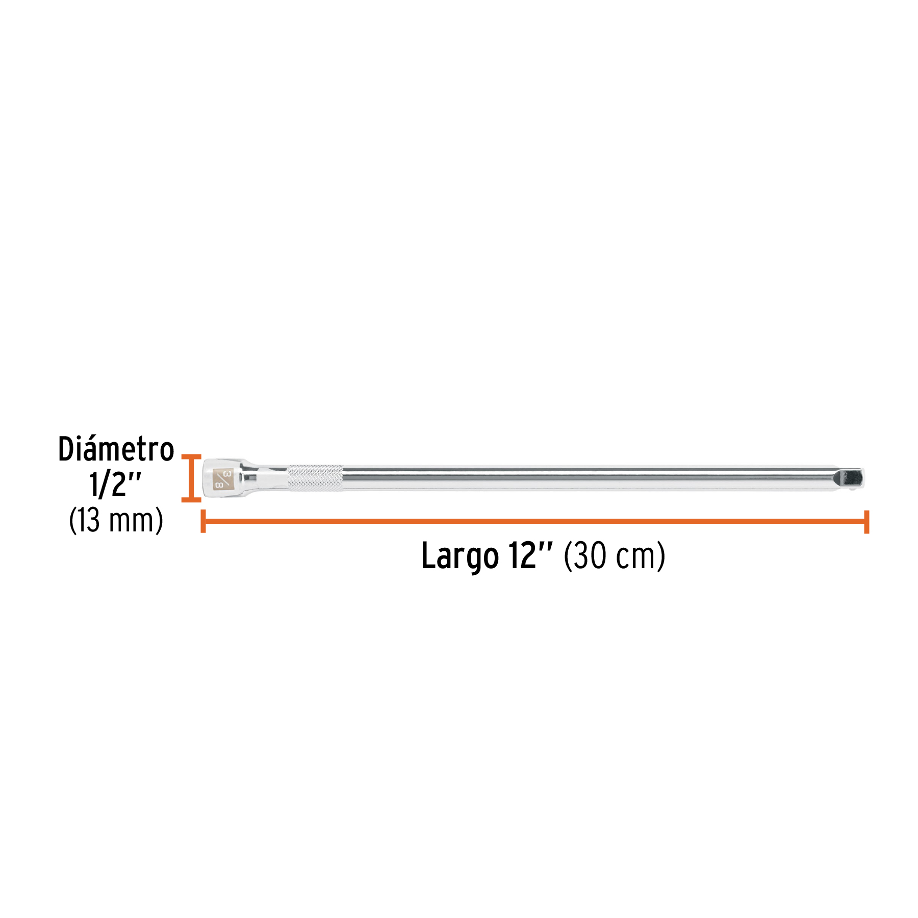 Extensión para matraca, cuadro 3/8', largo 12', TRUPER - Imagen 3