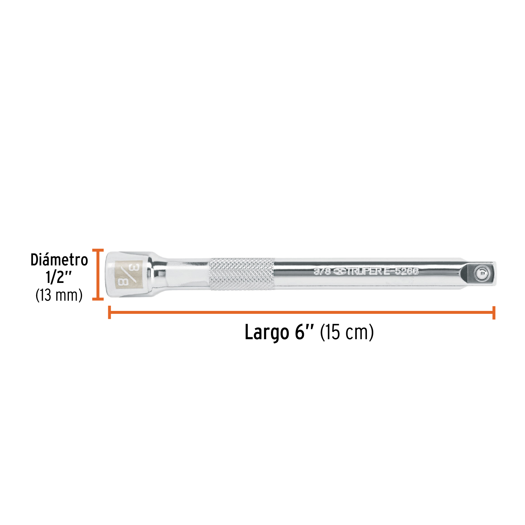 Extensión para matraca, cuadro 3/8', largo 6', TRUPER - Imagen 3