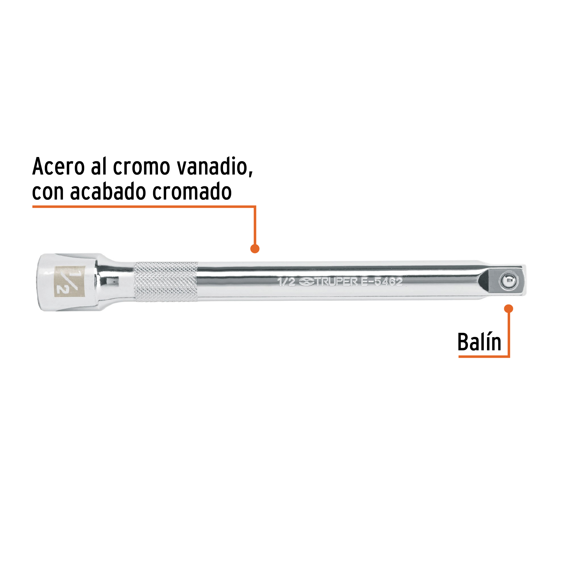 Extensión para matraca, cuadro 1/2', largo 8', TRUPER - Imagen 2