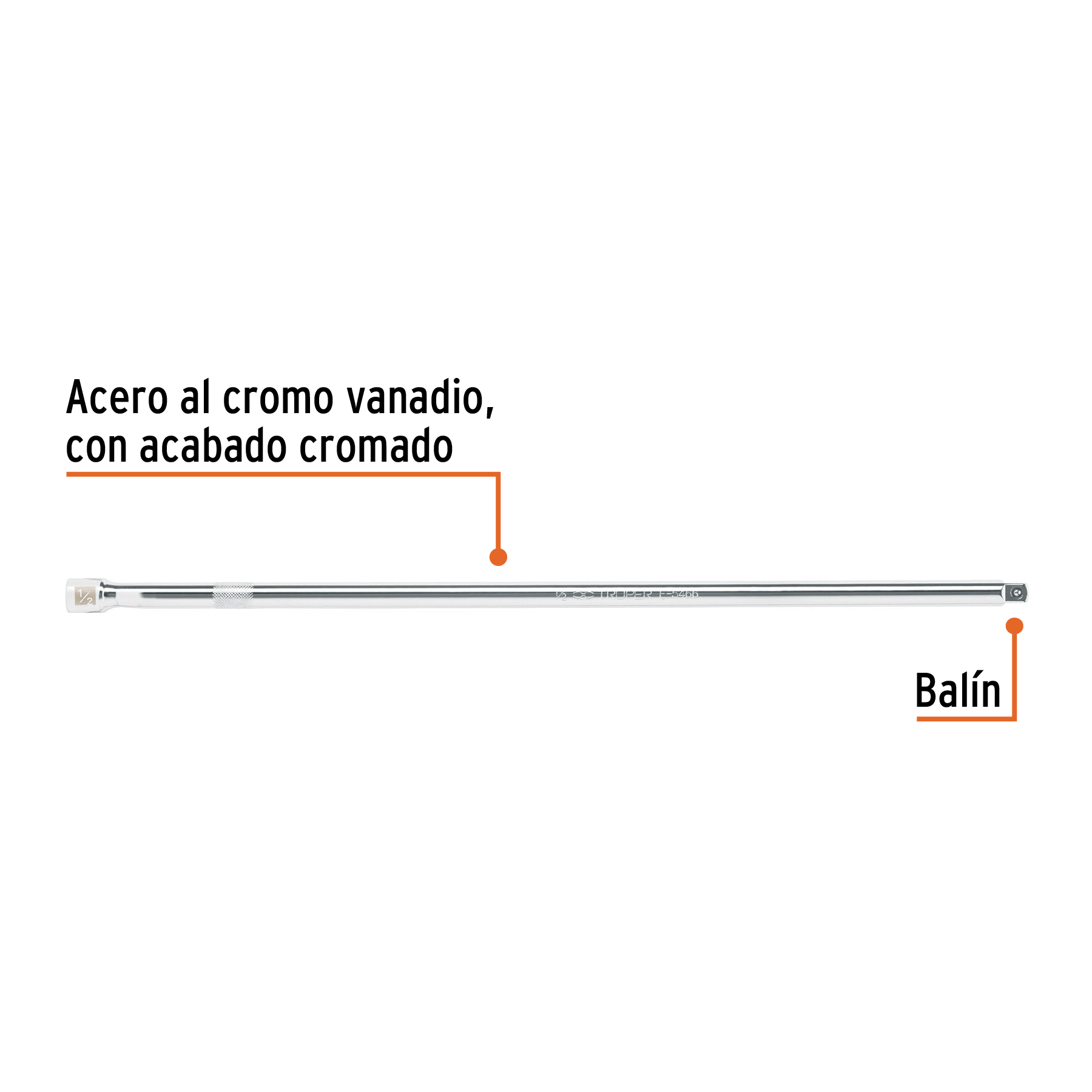 Extensión para matraca, cuadro 1/2', largo 20', TRUPER - Imagen 2