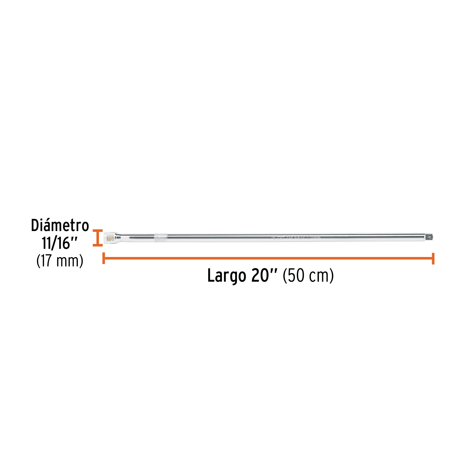 Extensión para matraca, cuadro 1/2', largo 20', TRUPER - Imagen 3