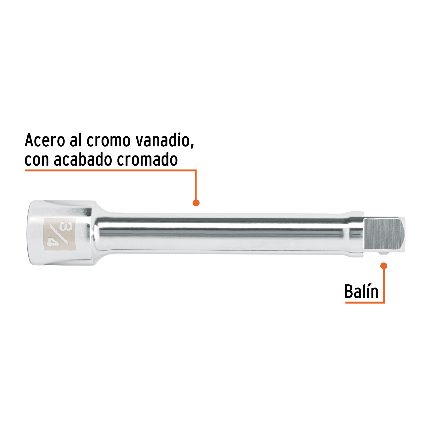 Extensión para matraca, cuadro 3/4', largo 8', TRUPER - Imagen 2