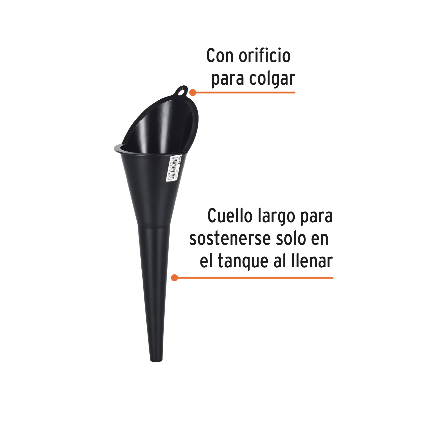 Embudo plástico 250 ml, cuello rígido, TRUPER - Imagen 2