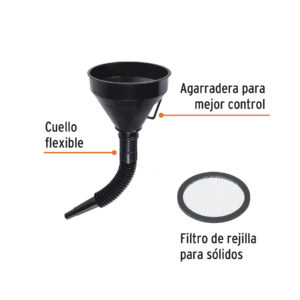 Alternative view of Embudo plástico 500 ml, cuello flexible con filtro, TRUPER