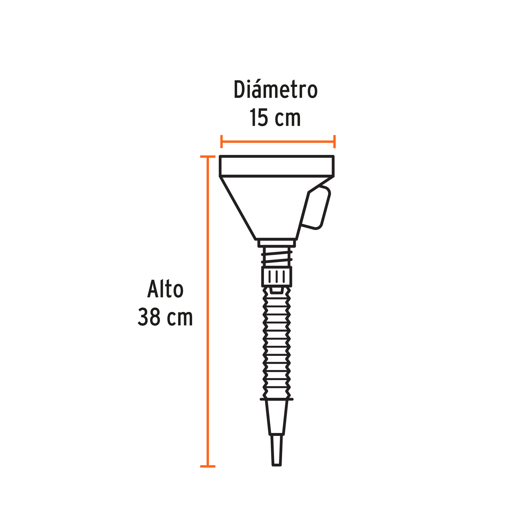 Embudo plástico 500 ml, cuello flexible con filtro, TRUPER - Imagen 3