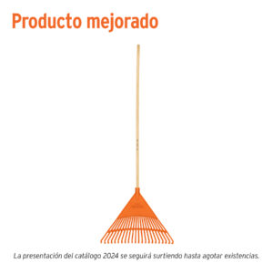 Escoba plástica para jardín, rígida, 22 dientes, mango 48'