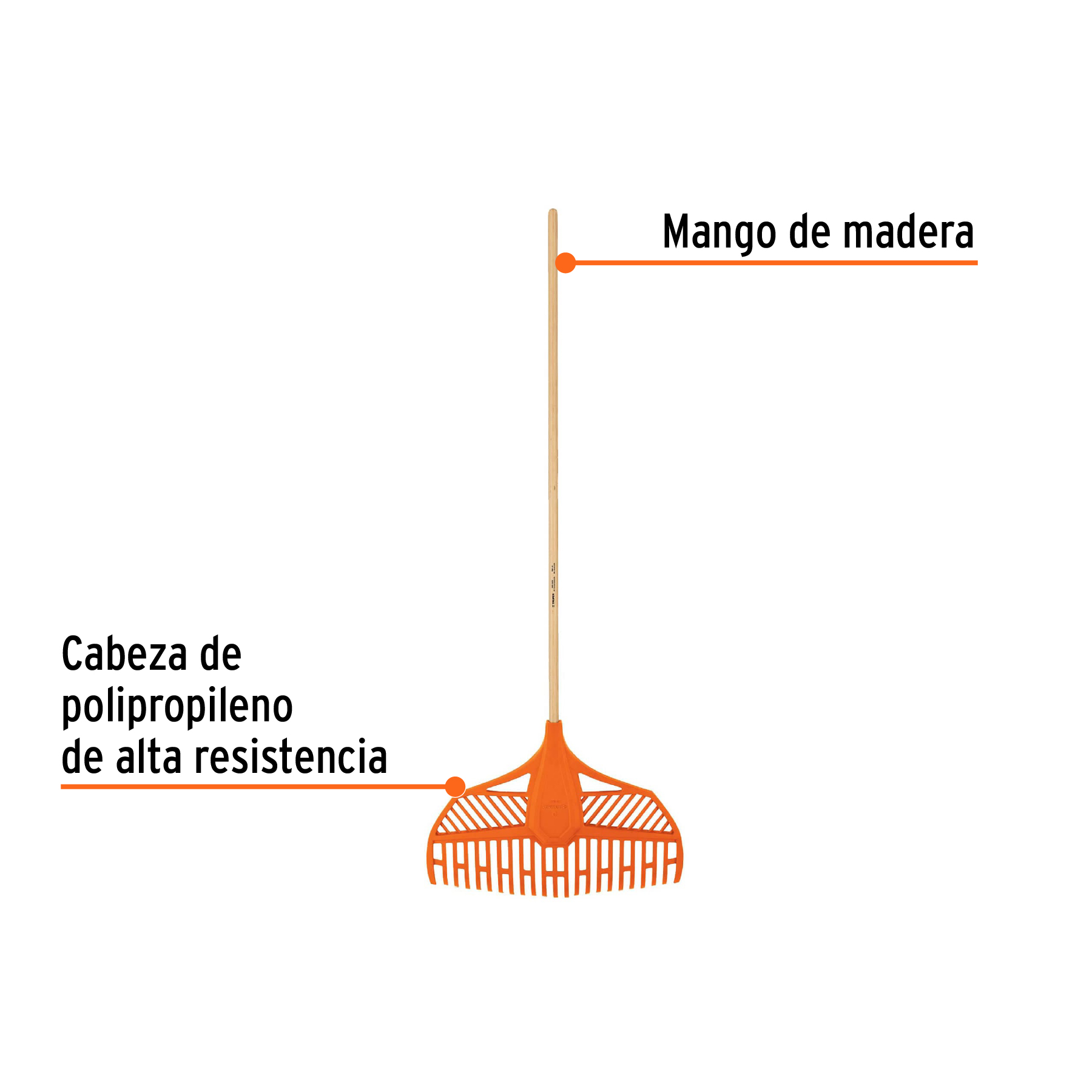Escoba plástica para jardín, flexible, 23 dientes, mango 48' - Imagen 3
