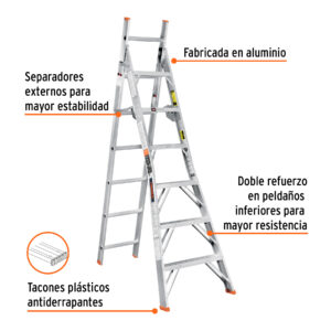 Alternative view of Escalera convertible, tipo ll, 13 escalones, TRUPER