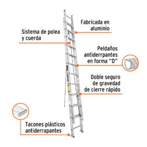 Alternative view of Escalera de extensión, tipo II, 24 peldaños, TRUPER
