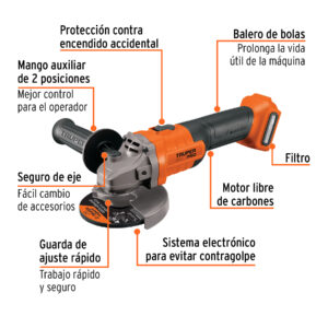 Alternative view of Esmeriladora 4-1/2', 20V, sin accesorios, TRUPER PRO