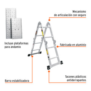 Alternative view of Escalera multiposición 8 peldaños, capacidad 150 kg, TRUPER