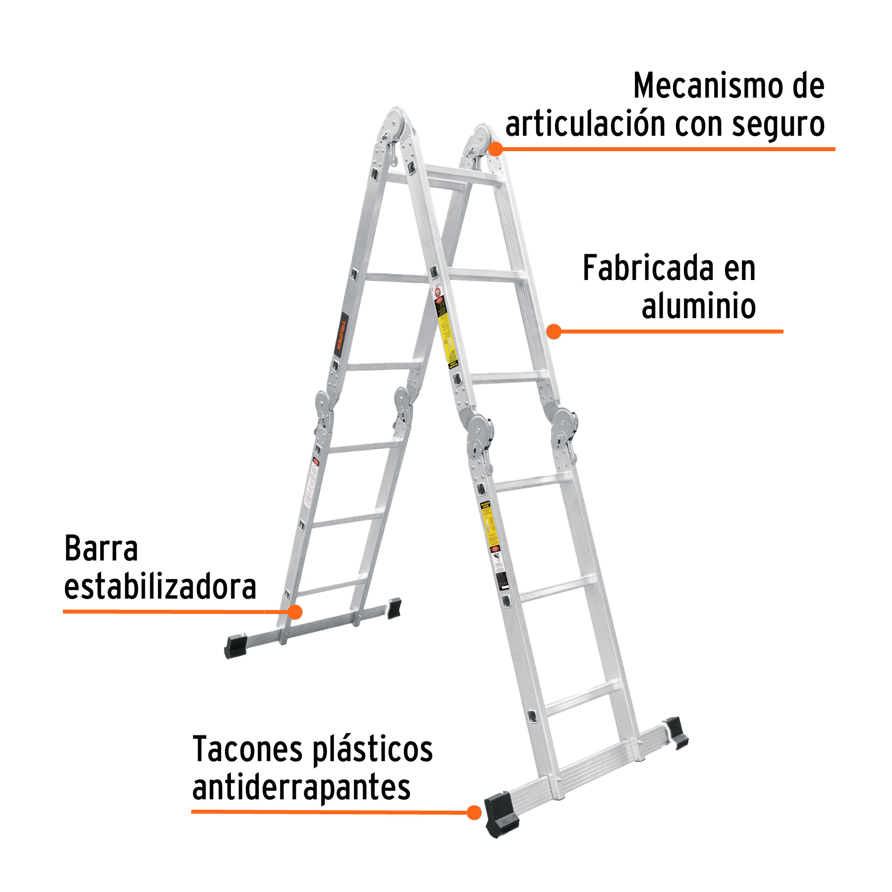 Escalera multiposición 12 peldaños, capacidad 150 kg, TRUPER - Imagen 2