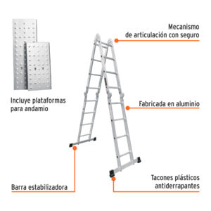 Alternative view of Escalera multiposición 16 peldaños, capacidad 150 kg, TRUPER