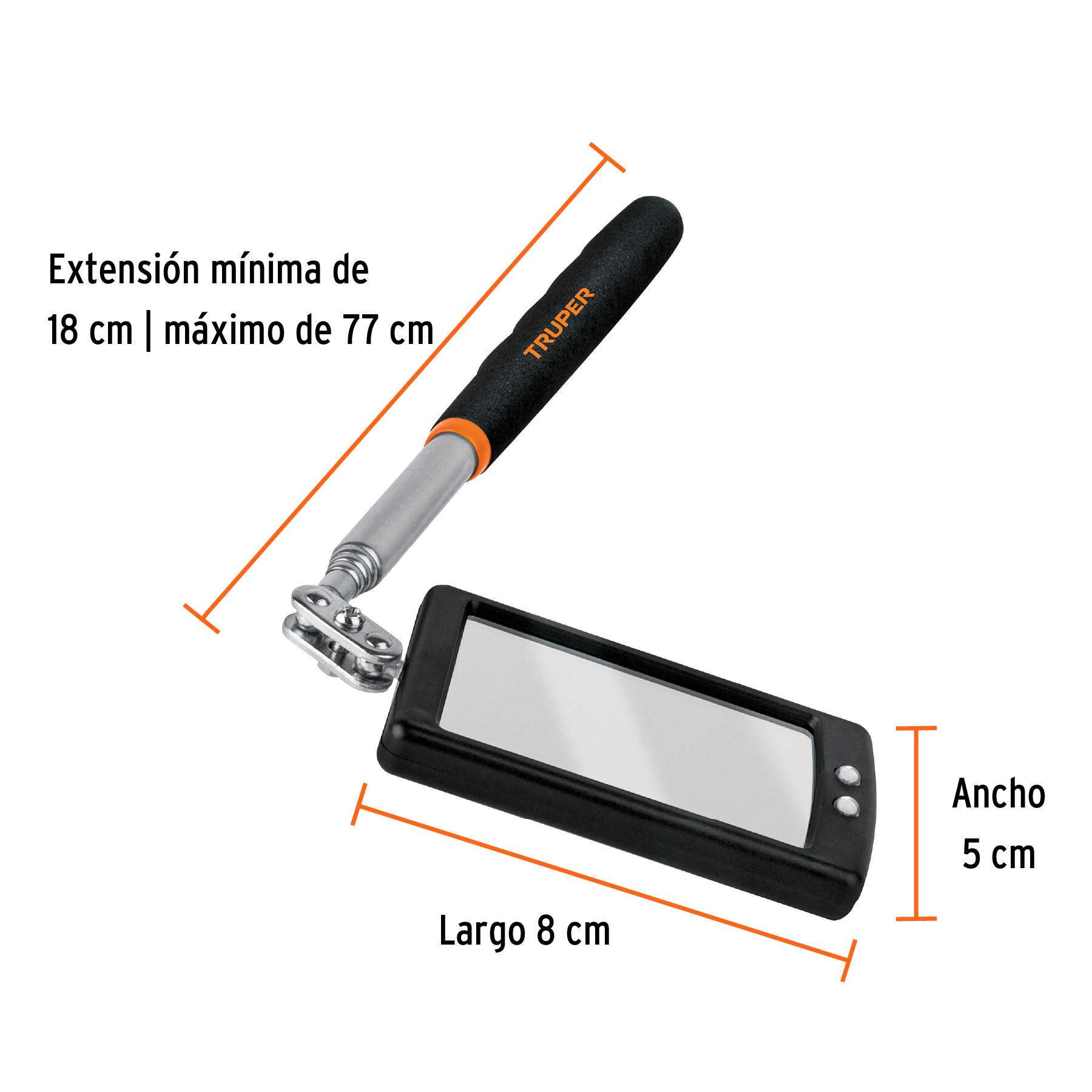 Espejo telescópico con luz LED, 5 x 8 cm, TRUPER - Imagen 3
