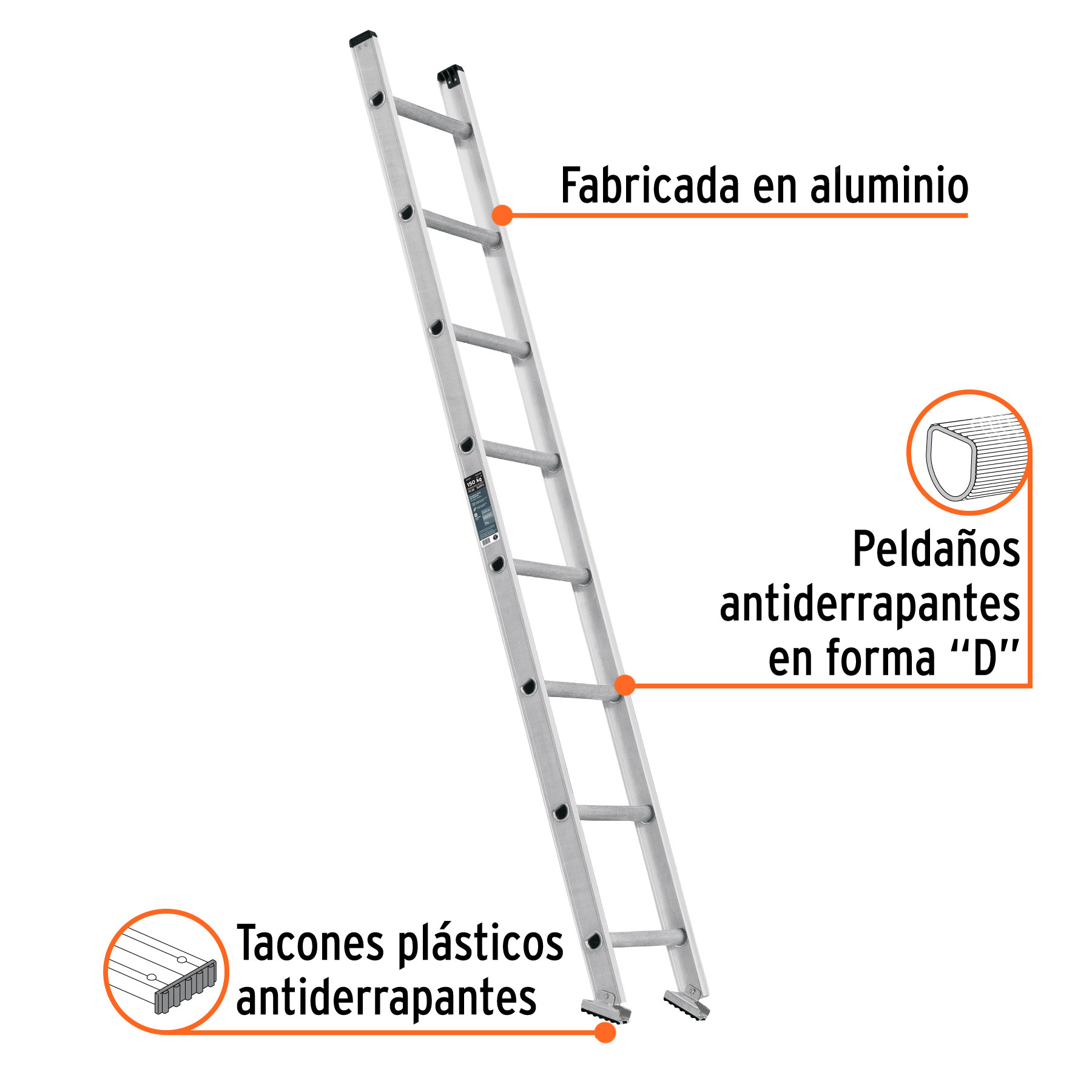 Escalera recta, tipo III, 8 peldaños, TRUPER - Imagen 2
